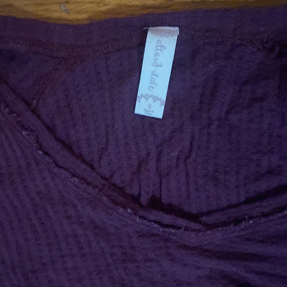Altar’d State Burgundy Waffle-Knit top Size S - Picture 3 of 4